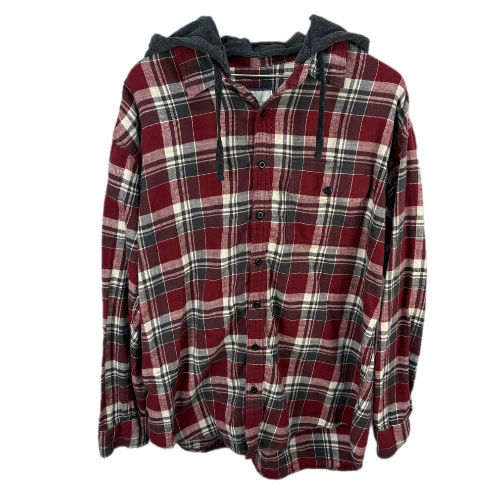 American Eagle Plaid Flannel Removable Hood - Men's Size XL Tall